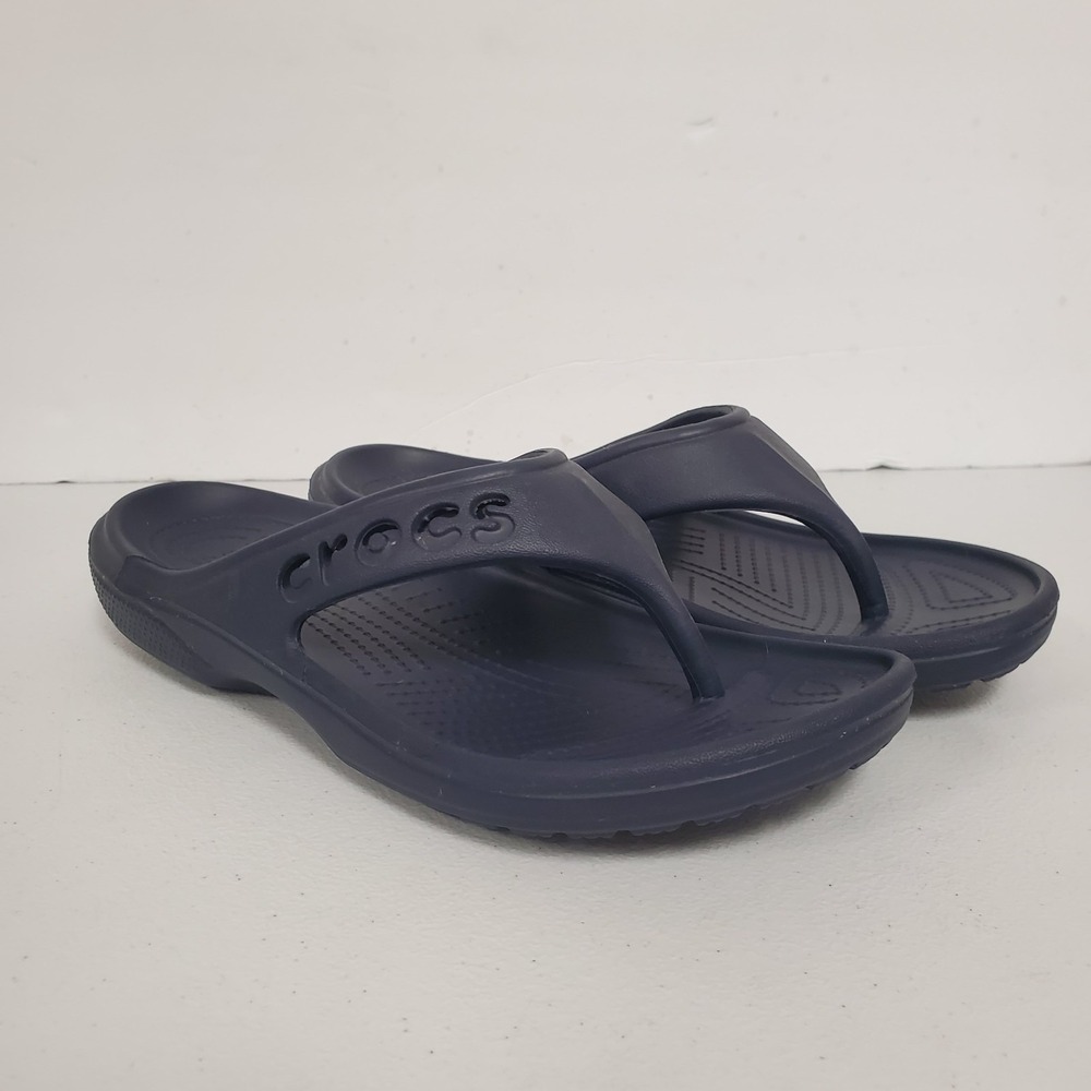 Crocs Womens Baya Flip Flops‎ Size 11 Navy Blue Comfort Summer Beach Signature